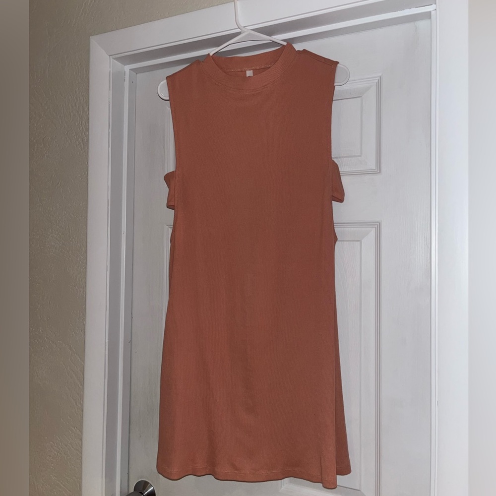 RVCA Women's Pink Sleeveless Talin Mock Neck Cut Out Stretch Dress Size Large